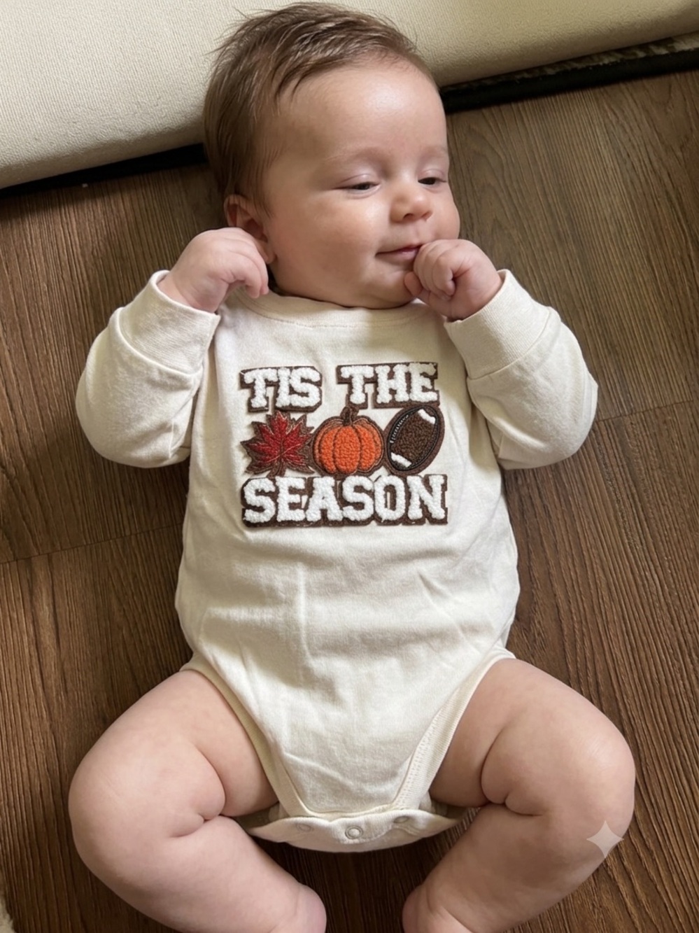 🎉 (3-6m) Sweet Wink Cream 'Tis The Season' Long-Sleeve Baby Bodysuit